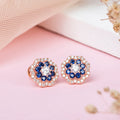 Floral Elegance Rose Gold-Plated Cubic Zirconia 925 Sterling Silver Women's Earrings