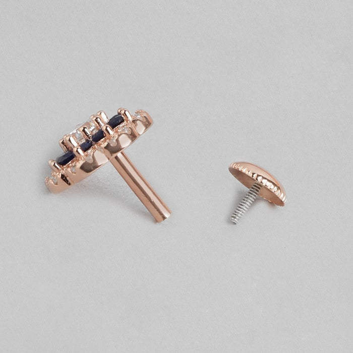 Floral Elegance Rose Gold-Plated Cubic Zirconia 925 Sterling Silver Women's Earrings