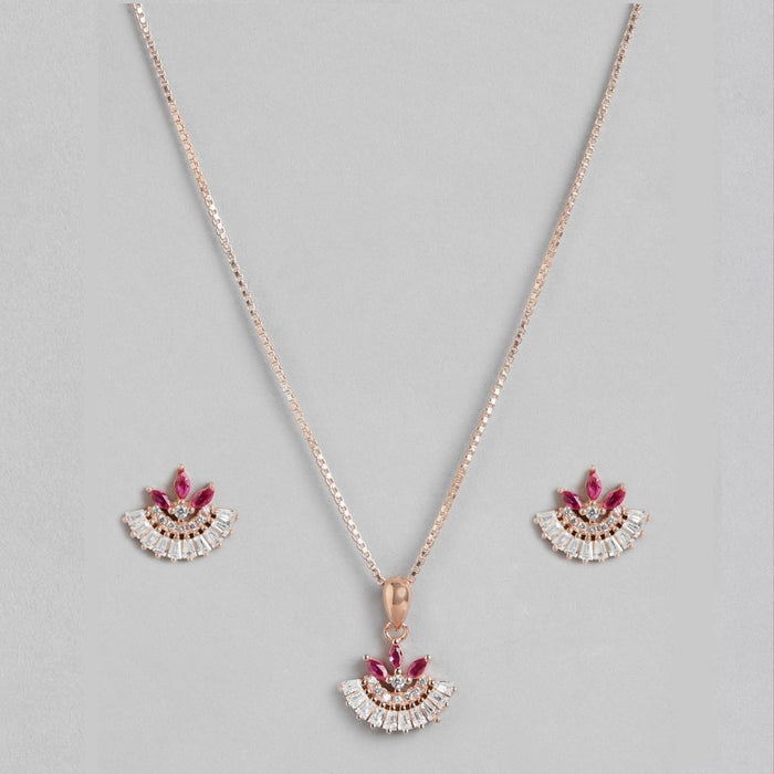 Floral Elegance Rose Gold-Plated CZ 925 Sterling Silver Jewelry Set