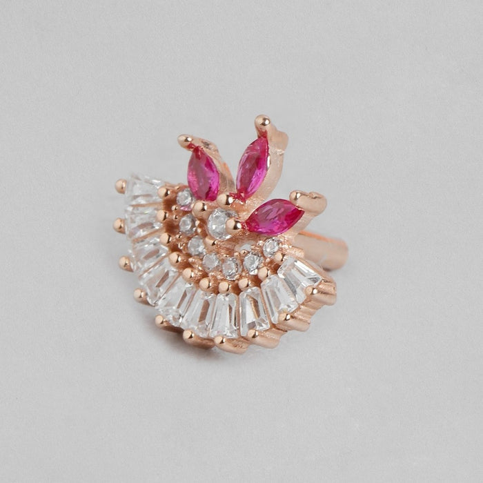 Floral Elegance Rose Gold-Plated CZ 925 Sterling Silver Jewelry Set