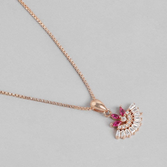Floral Elegance Rose Gold-Plated CZ 925 Sterling Silver Jewelry Set