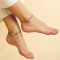 Floral Evil eye 925 Sterling Silver Thread Anklet