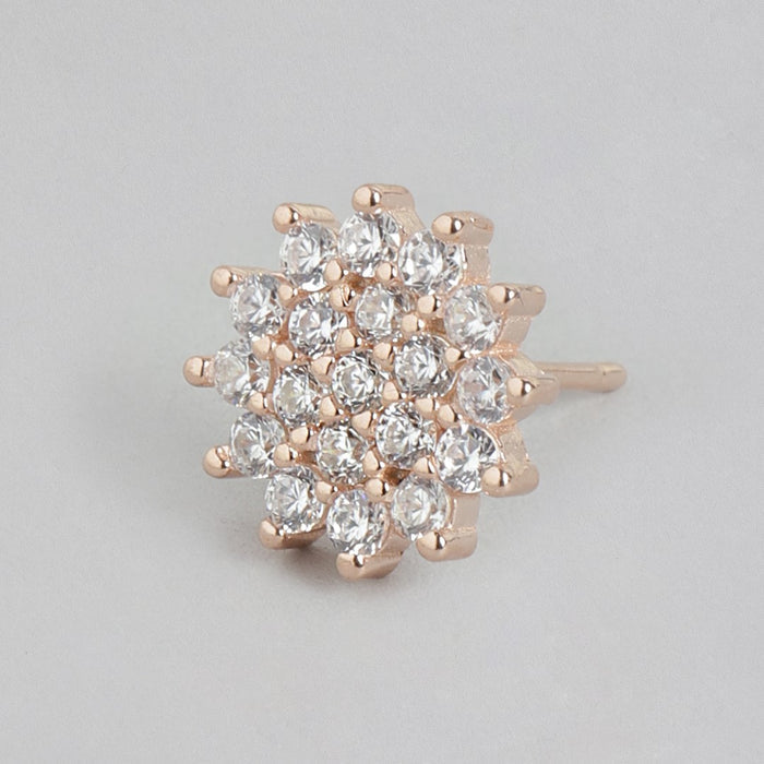 Floral Fantasy Rose Gold Plated 925 Sterling Silver Stud Earrings