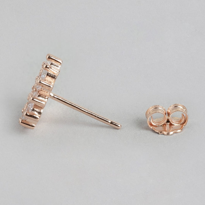 Floral Fantasy Rose Gold Plated 925 Sterling Silver Stud Earrings