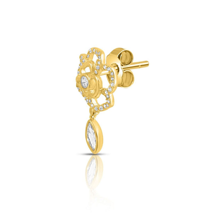 Floral Gold Plated 925 Sterling Silver Earrings