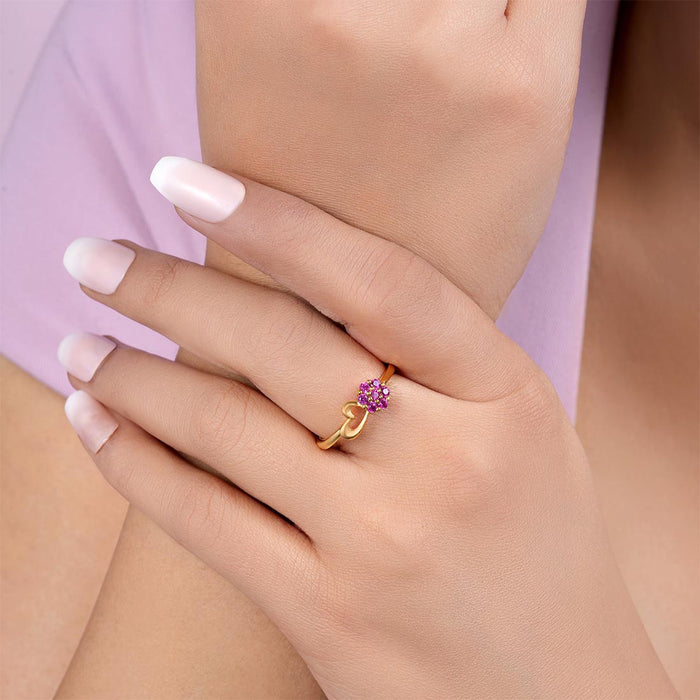 Floral Gold Plated 925 Sterling Silver Ring