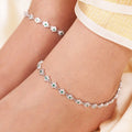 925 Sterling Silver Floral Green CZ Rhodium Plated 925 Sterling Silver Anklet for Women – Zavya