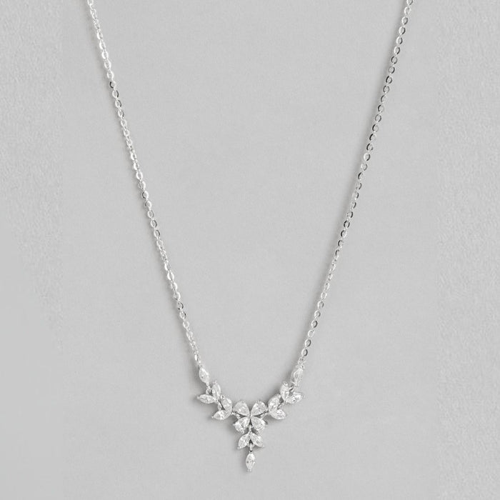 Floral Harmony Elegance Rhodium-Plated 925 Sterling Necklace