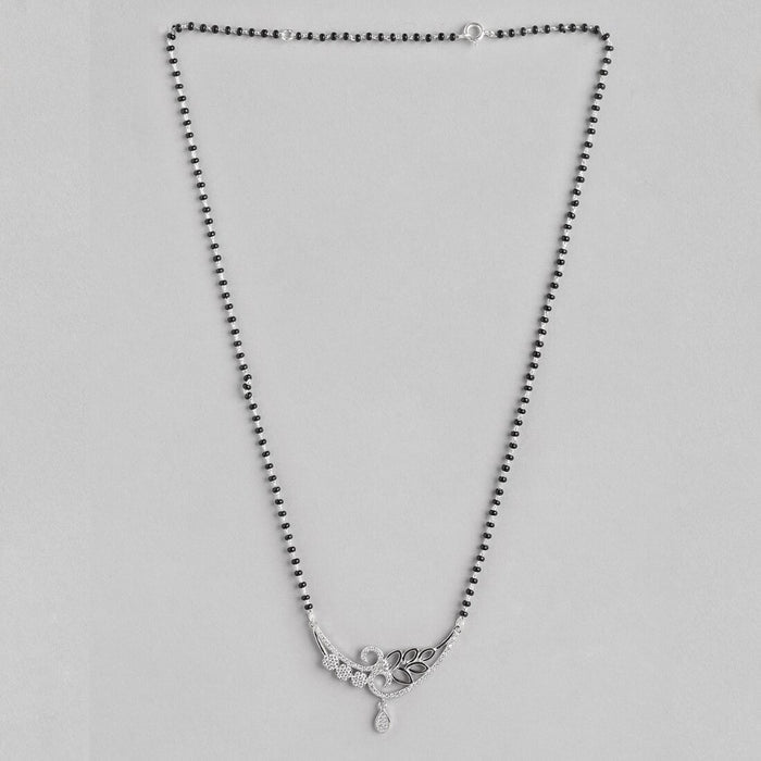 Floral Leaf CZ Studded 925 Silver Mangalsutra