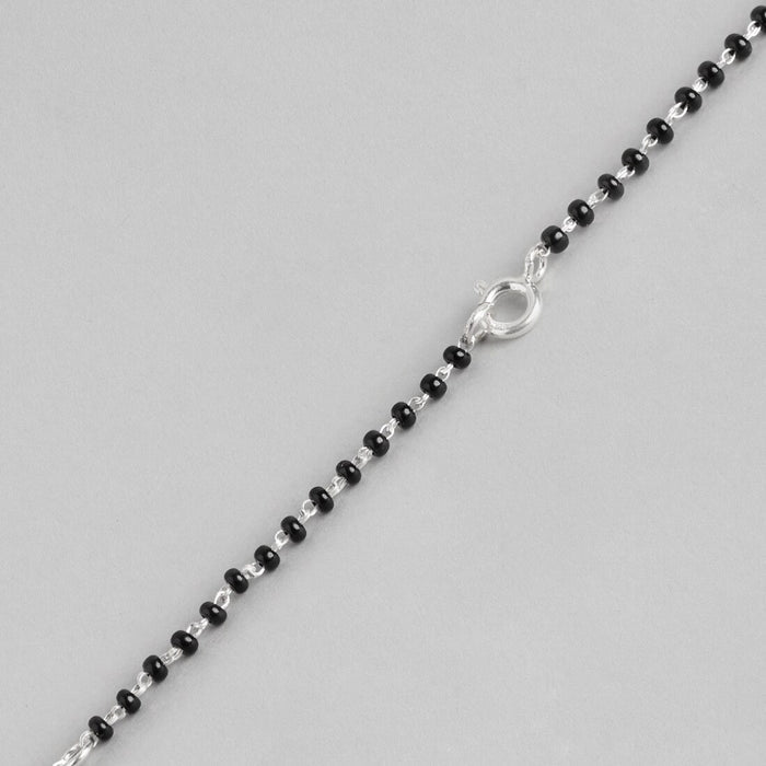 Floral Leaf CZ Studded 925 Silver Mangalsutra