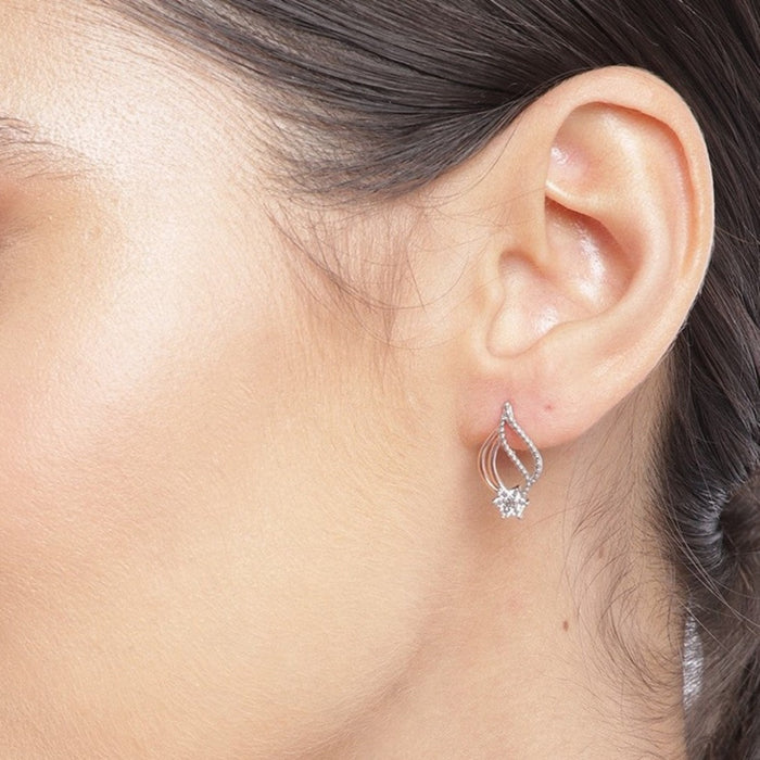 Floral Leaf Rose-Gold Plated 925 Sterling Silver Earring