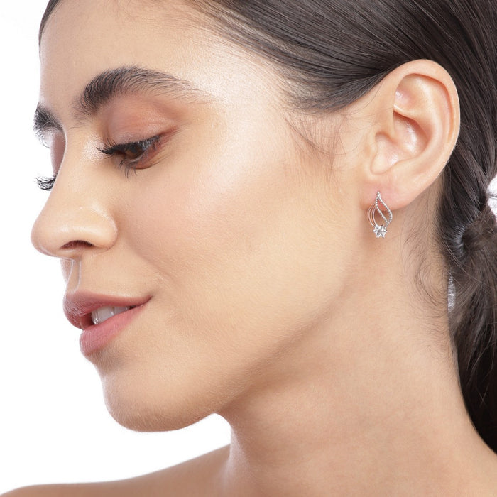Floral Leaf Rose-Gold Plated 925 Sterling Silver Earring