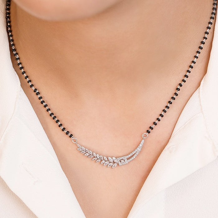 Floral Leaf Style 925 Silver Mangalsutra