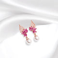 925 Sterling Silver Floral Dewdrop Rose Gold Plated 925 Sterling Silver Earrings for Women – Zavya