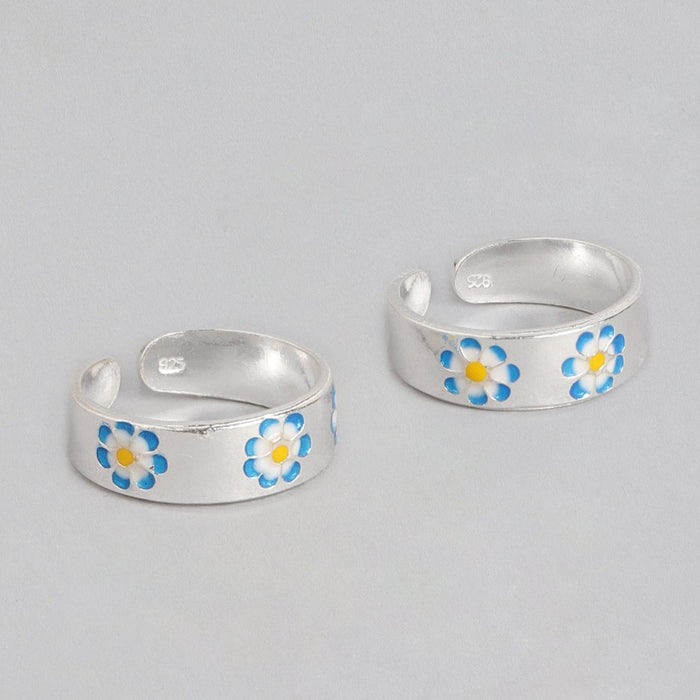 Floral Print 925 Sterling Silver Toe Ring