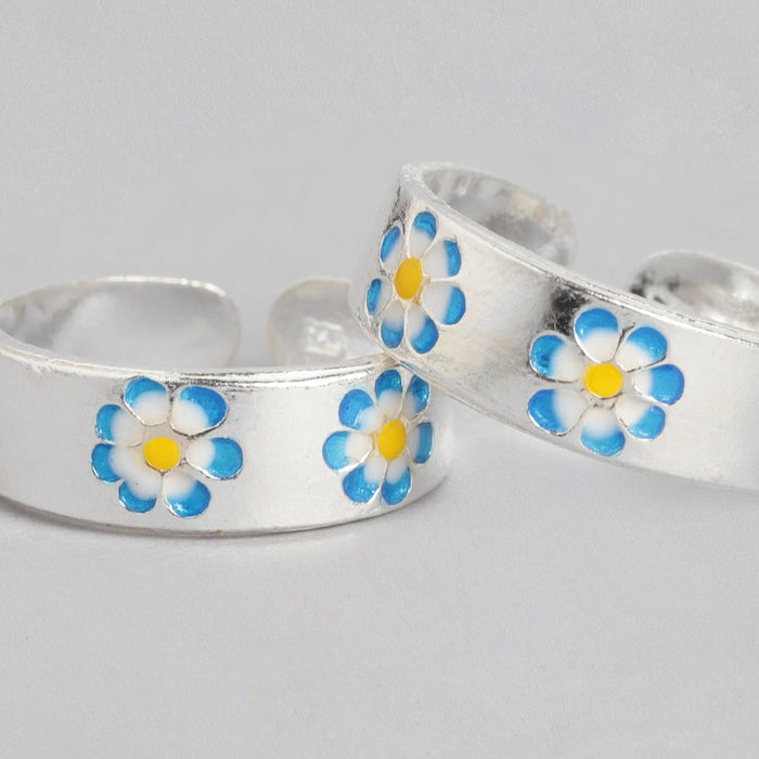 Floral Print 925 Sterling Silver Toe Ring
