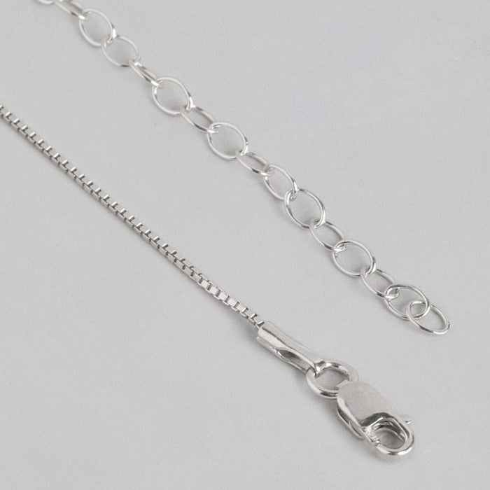 Floral Radiance Elegance Rhodium-Plated 925 Sterling Silver Charm Pendant with Chain