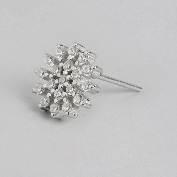 Floral Radiance Elegance Rhodium-Plated 925 Sterling Silver Jewelry Set