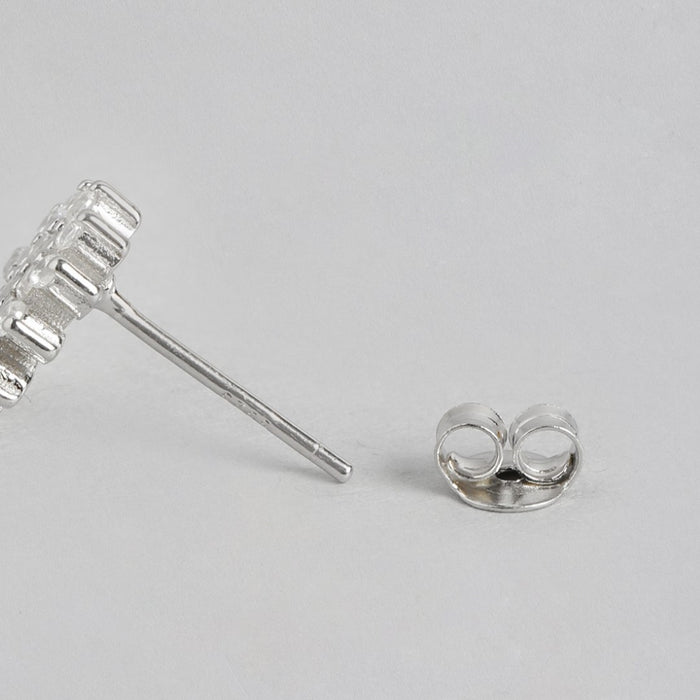 Floral Radiance Elegance Rhodium-Plated 925 Sterling Silver Jewelry Set