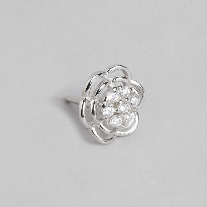 Floral Radiance Rhodium-Plated 925 Sterling Silver Jewelry Set