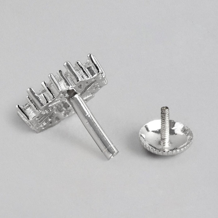 Floral Radiance Rhodium-Plated CZ 925 Sterling Silver Jewelry Set