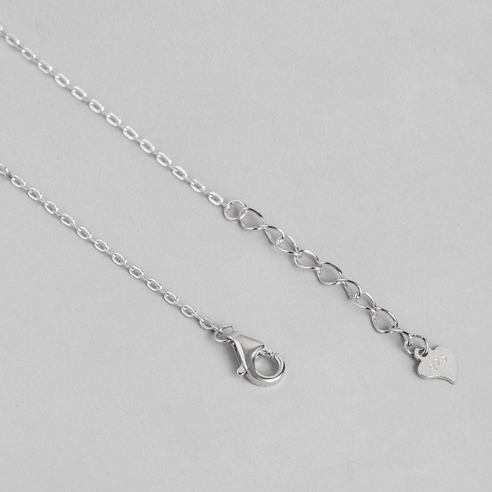 Floral Radiance Rhodium Plated CZ 925 Sterling Silver Necklace