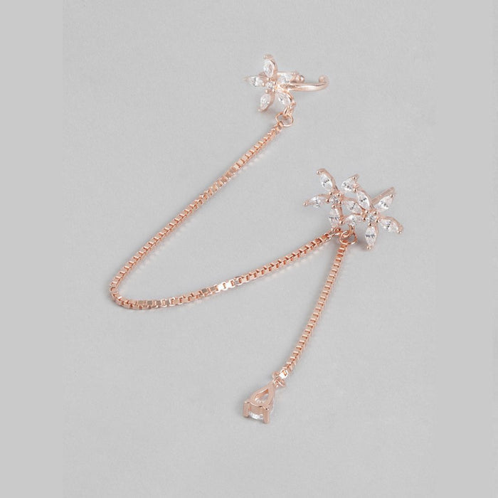 Floral Radiance Rose Gold Cubic Zirconia 925 Sterling Silver Earrings