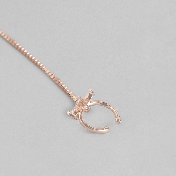 Floral Radiance Rose Gold Cubic Zirconia 925 Sterling Silver Earrings
