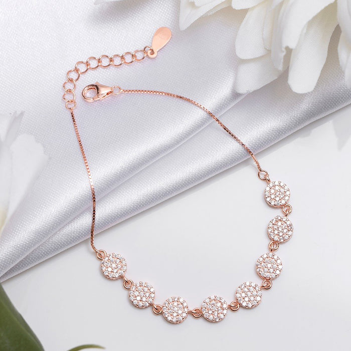 Floral Radiance Rose Gold Plated 925 Sterling Silver Flower Bracelet