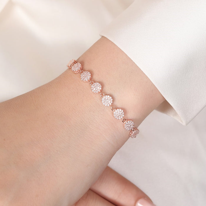 Floral Radiance Rose Gold Plated 925 Sterling Silver Flower Bracelet