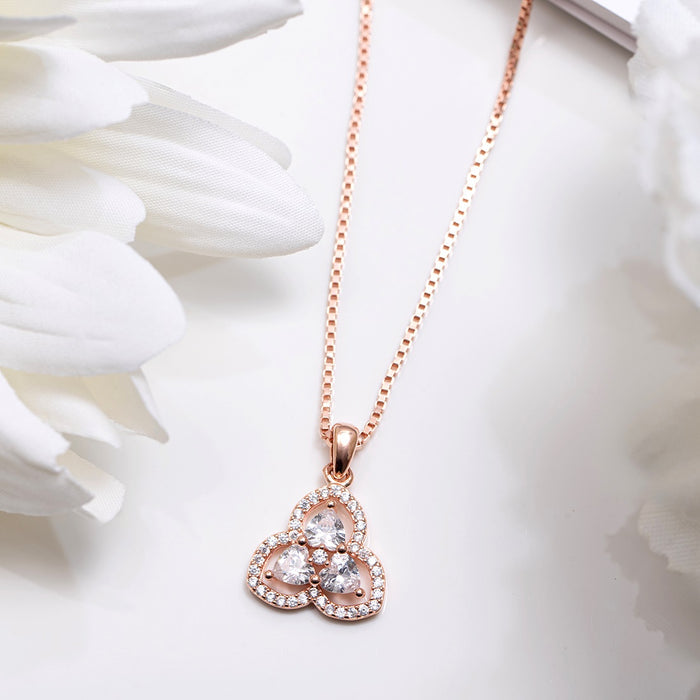 Floral Radiance Rose Gold Plated 925 Sterling Silver Flower Pendant