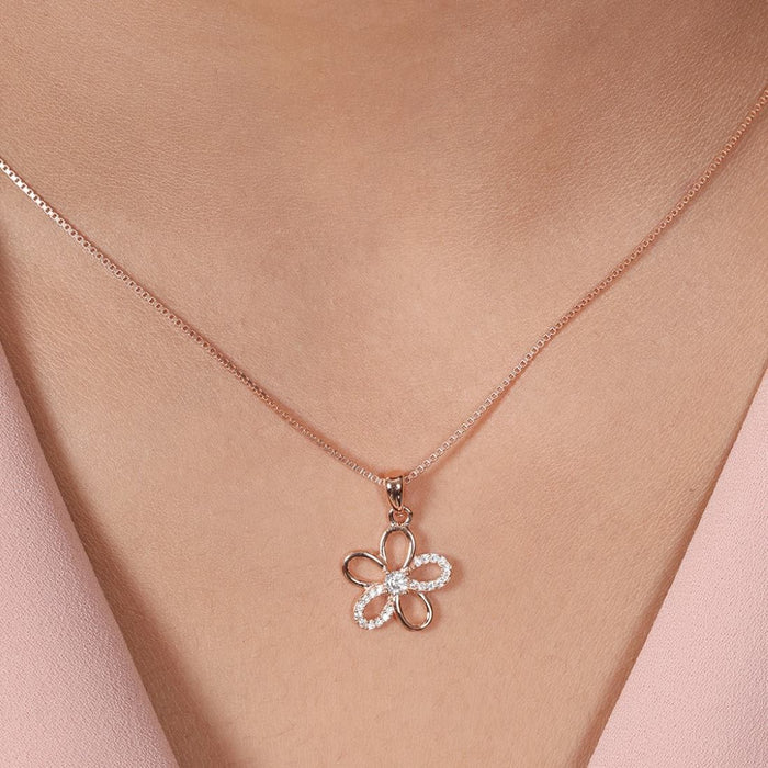 Floral Radiance Rose Gold Plated 925 Sterling Silver Pendant