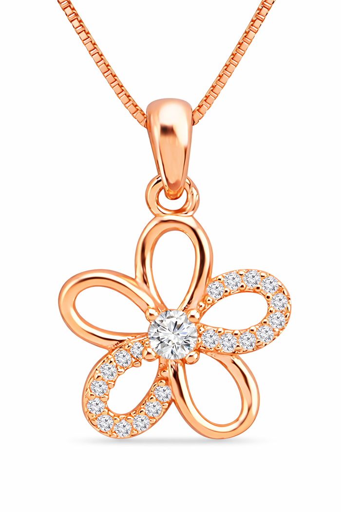 Floral Radiance Rose Gold Plated 925 Sterling Silver Pendant