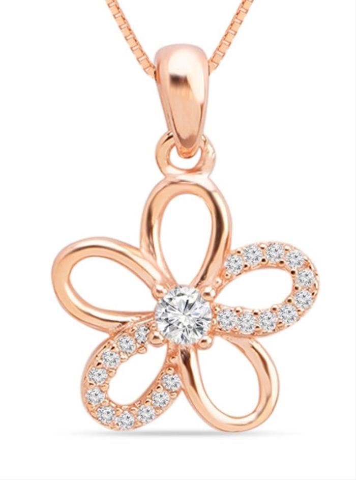 Floral Radiance Rose Gold Plated 925 Sterling Silver Pendant