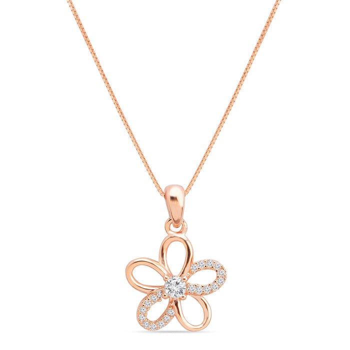 Floral Radiance Rose Gold Plated 925 Sterling Silver Pendant