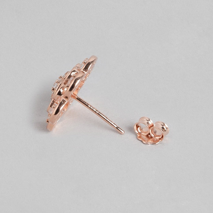 Floral Radiance Rose Gold-Plated Cubic Zirconia 925 Sterling Silver Jewelry Set
