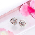 Floral Radiance With CZ Rose Gold-Plated 925 Sterling Silver Earrings