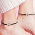 Floral Rhodium Plated 925 Sterling Silver Thread Anklet