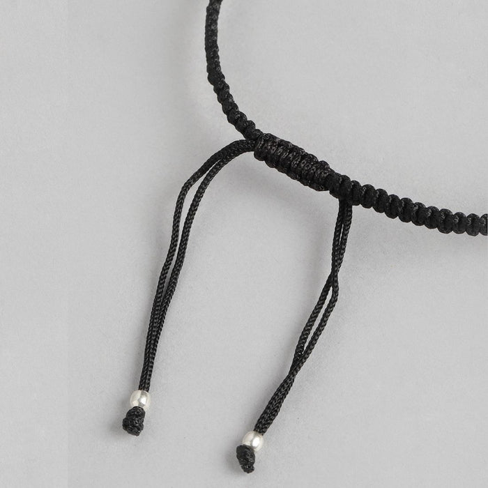 Floral Rhodium Plated 925 Sterling Silver Thread Anklet
