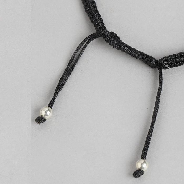 Floral Rhodium Plated Green CZ 925 Sterling Silver Thread Anklet