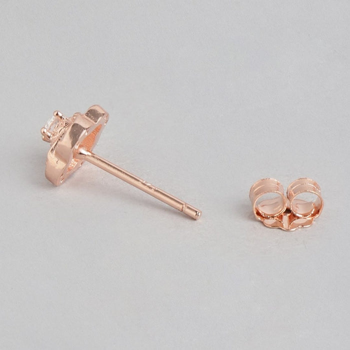 Floral Rose Gold Elegance CZ 925 Sterling Silver Earrings