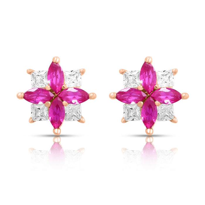 Floral Rose Gold Plated 925 Sterling Silver Earrings