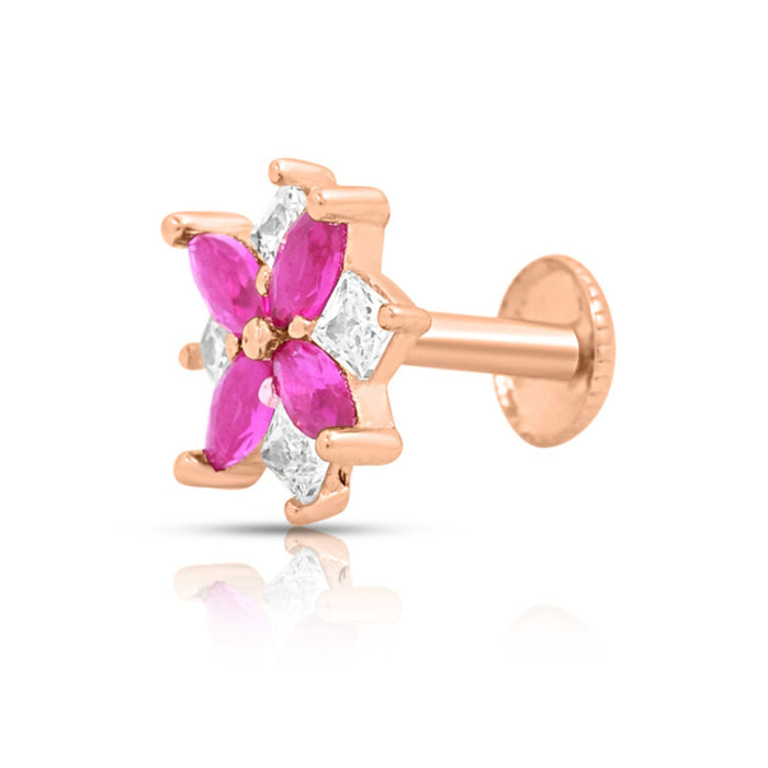 Floral Rose Gold Plated 925 Sterling Silver Earrings
