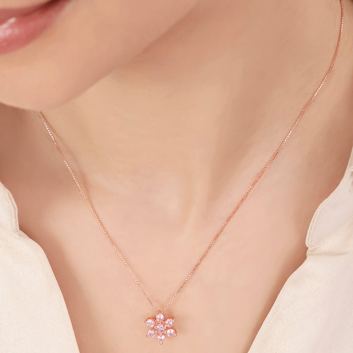 Floral Rose Gold Plated 925 Sterling Silver Pendants