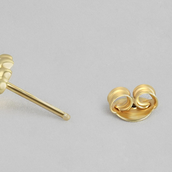 Floral Solitaire Gold Plated 925 Sterling Silver Studs