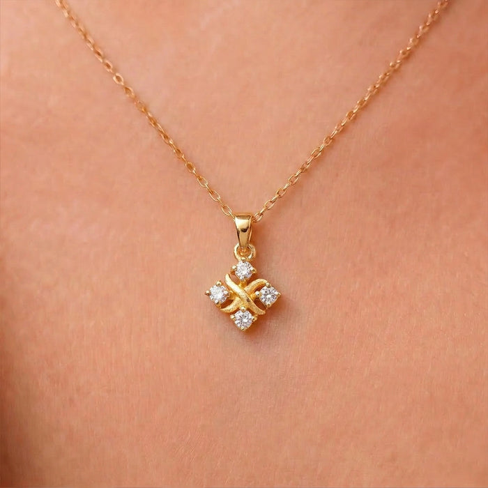 Floral Spark Gold Plated 925 Sterling Silver Pendant Necklace