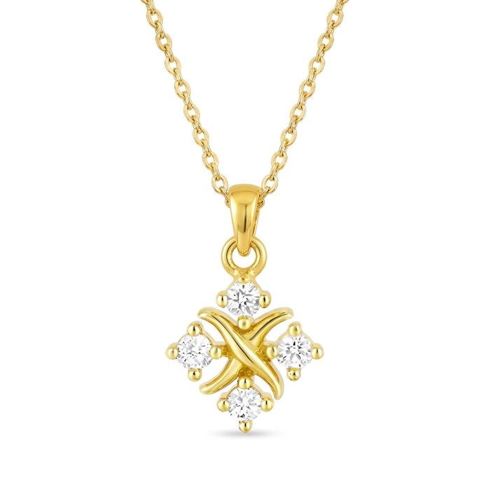 Floral Spark Gold Plated 925 Sterling Silver Pendant Necklace