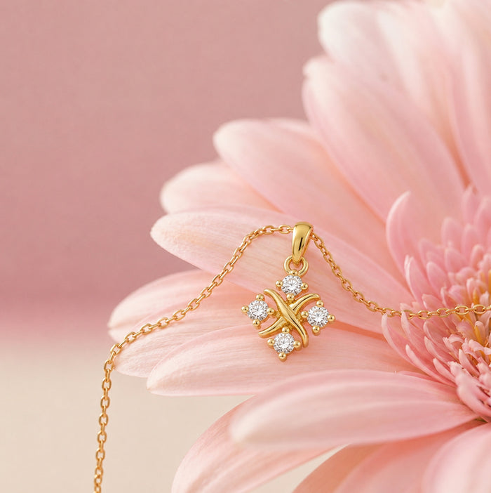 Floral Spark Gold Plated 925 Sterling Silver Pendant Necklace
