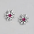 Floral Sparkle Rhodium Plated 925 Sterling Silver Earrings