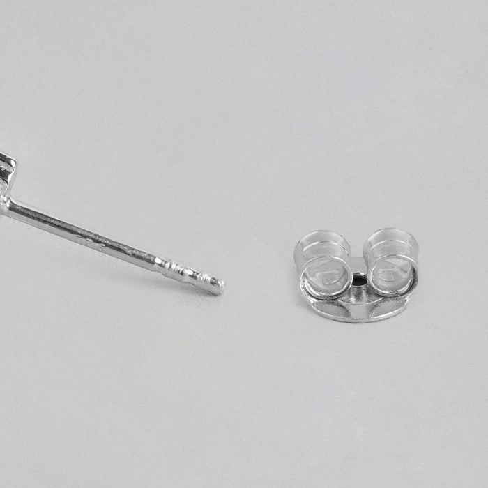 Floral Sparkle Rhodium Plated 925 Sterling Silver Earrings